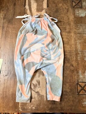 Sol Angeles Pastel Peach & Light Blue Tie-Top Harem Pants